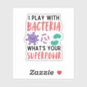 Ik speel met bacteriën - grappige microbioloog sticker (Vel)