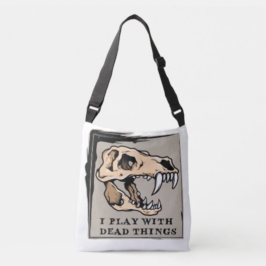 "Ik speel met dode dingen" Paleontologie Canvas ta Crossbody Tas (Voorkant)