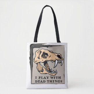 "Ik speel met dode dingen" Paleontologie Canvas ta Tote Bag