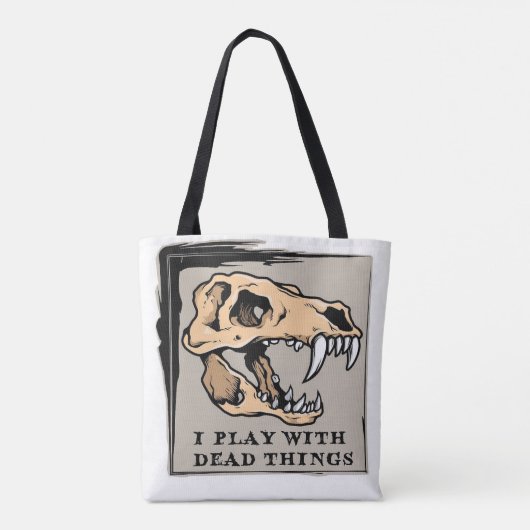 "Ik speel met dode dingen" Paleontologie Canvas ta Tote Bag (Achterkant)