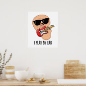 Ik speel met Ear Funny Guitar Musician Pun Poster (Keuken)