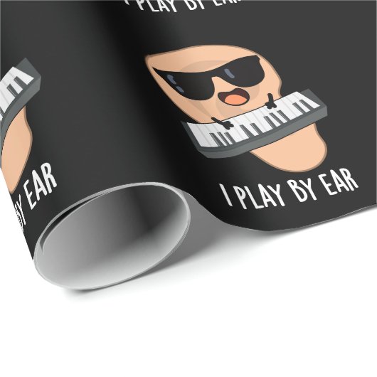 Ik speel met Ear Funny Music Pun Dark BG Cadeaupapier (Rol Hoek)