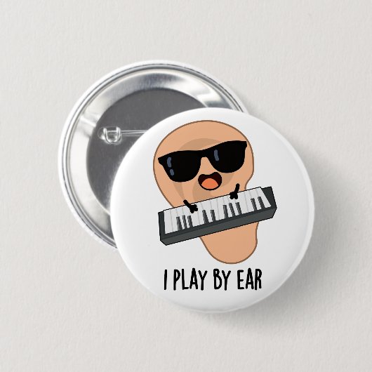 Ik speel met Ear Funny Music Pun Ronde Button 5,7 Cm (Voorkant /achterkant)