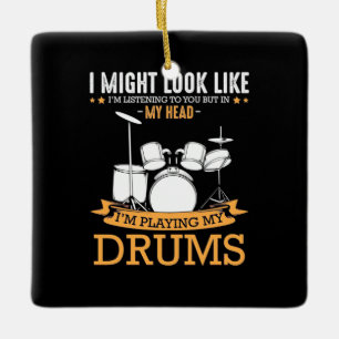 Ik speel mijn drums keramisch ornament
