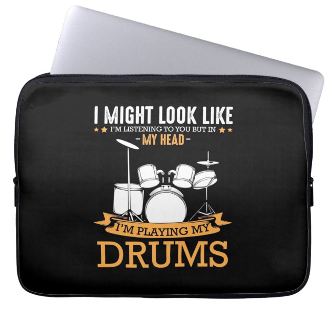 Ik speel mijn drums laptop sleeve (Voorkant)