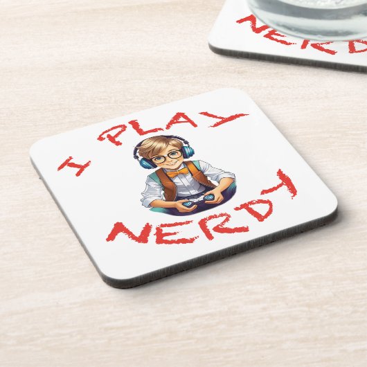 Ik speel nerdy gamer boy bier onderzetter (Linkerzijde)