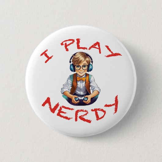 Ik speel nerdy gamer boy ronde button 5,7 cm (Voorkant)