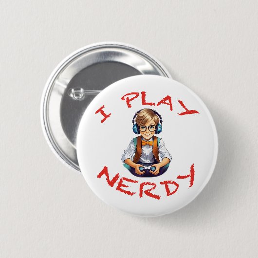 Ik speel nerdy gamer boy ronde button 5,7 cm (Voorkant /achterkant)