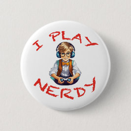 Ik speel nerdy gamer boy ronde button 5,7 cm