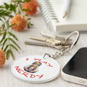 Ik speel nerdy gamer boy sleutelhanger (Voorkant Rechts)