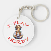 Ik speel nerdy gamer boy sleutelhanger (Achterkant)