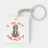 Ik speel nerdy gamer boy sleutelhanger (Achterkant)