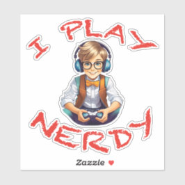 Ik speel nerdy gamer boy sticker