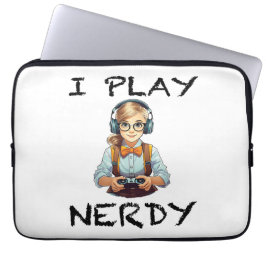 Ik speel nerdy gamer meisje laptop sleeve