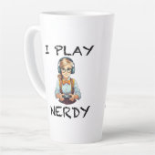 Ik speel nerdy gamer meisje latte mok (Linkerhoek)