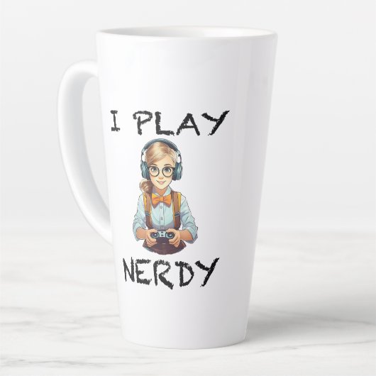 Ik speel nerdy gamer meisje latte mok (Linkerhoek)