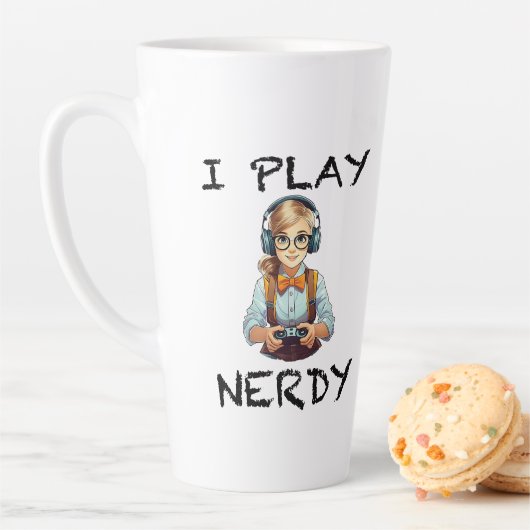 Ik speel nerdy gamer meisje latte mok (In situ)