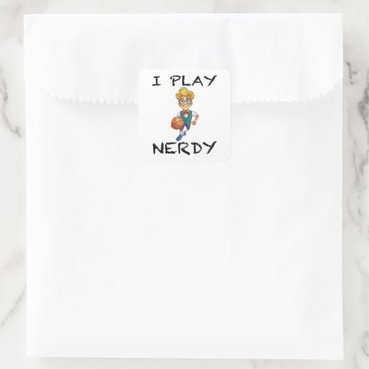 Ik speel Nerdy Vierkante Sticker (Tas)