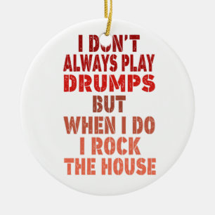 Ik speel niet altijd leuk drums retro zonsondergan keramisch ornament