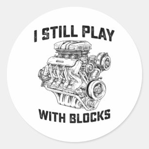 Ik speel nog steeds met blokken Automechanic Ronde Sticker