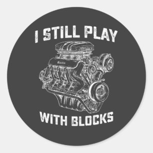 Ik speel nog steeds met blokken Automechanic Ronde Sticker