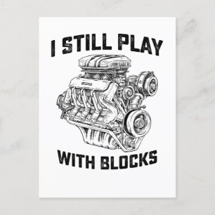 Ik speel nog steeds met blokken Automechanicus Uitnodiging Briefkaart