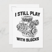 Ik speel nog steeds met blokken Automechanicus Uitnodiging Briefkaart (Voorkant / Achterkant)