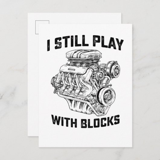 Ik speel nog steeds met blokken Automechanicus Uitnodiging Briefkaart (Voorkant / Achterkant)