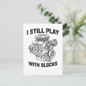 Ik speel nog steeds met blokken Automechanicus Uitnodiging Briefkaart (Staand voorkant)