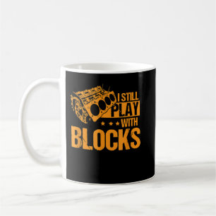 Ik speel nog steeds met retro vintage blokken koffiemok