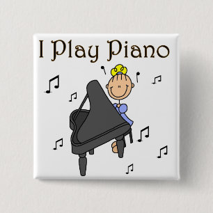 Ik speel Piano-Button Vierkante Button 5,1 Cm