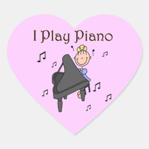 Ik Speel Piano T-shirts en Cadeaus Hart Sticker