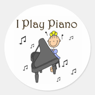 Ik Speel Piano T-shirts en Cadeaus Ronde Sticker