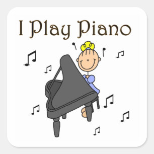 Ik Speel Piano T-shirts en Cadeaus Vierkante Sticker