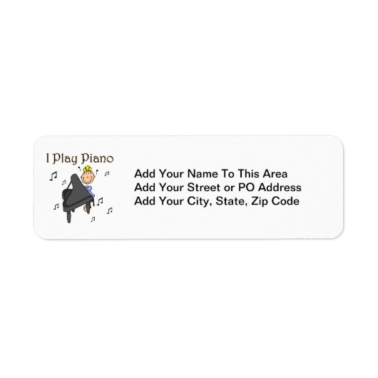 Ik speel Piano T-shirts en cadeautjes Etiket (Voorkant)