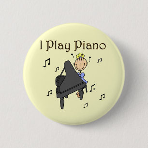 Ik speel Piano T-shirts en cadeautjes Ronde Button 5,7 Cm