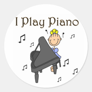 Ik speel pianosticker ronde sticker