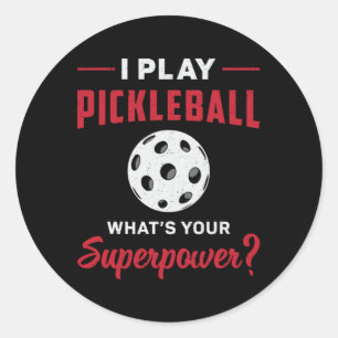 Ik speel Pickleball Wat is je Superpower Dink Gift Ronde Sticker