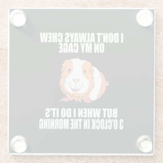 Ik speel 's morgens met een Guine-varken Glazen Onderzetter (Achterkant)