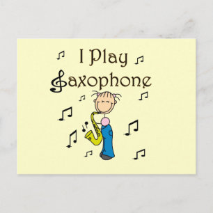 Ik Speel Saxofoon Stick Figure T-shirts en Cadeaus Briefkaart