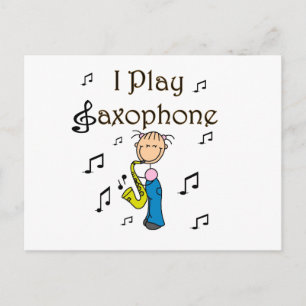 Ik Speel Saxofoon Stick Figure T-shirts en Cadeaus Briefkaart