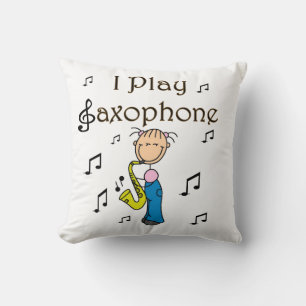 Ik Speel Saxofoon Stick Figure T-shirts en Cadeaus Kussen