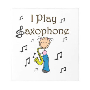 Ik Speel Saxofoon Stick Figure T-shirts en Cadeaus Notitieblok