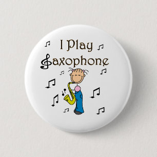 Ik Speel Saxofoon Stick Figure T-shirts en Cadeaus Ronde Button 5,7 Cm