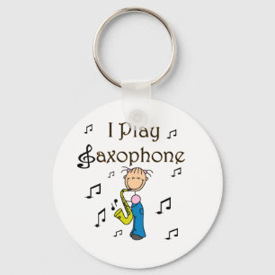 Ik Speel Saxofoon Stick Figure T-shirts en Cadeaus Sleutelhanger