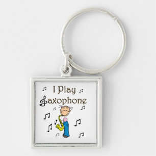 Ik Speel Saxofoon Stick Figure T-shirts en Cadeaus Sleutelhanger