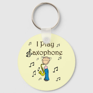Ik Speel Saxofoon Stick Figure T-shirts en Cadeaus Sleutelhanger