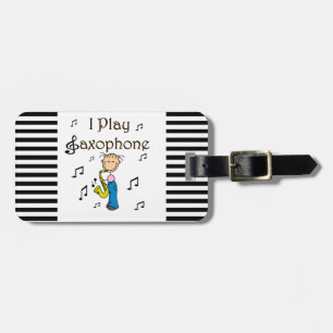 Ik speel Saxophone Stick Figuur T-shirts en cadeau Bagagelabel