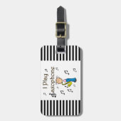 Ik speel Saxophone Stick Figuur T-shirts en cadeau Bagagelabel (Voorkant verticaal)