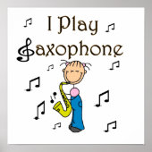 Ik speel Saxophone Stick Figuur T-shirts en cadeau Poster (Voorkant)